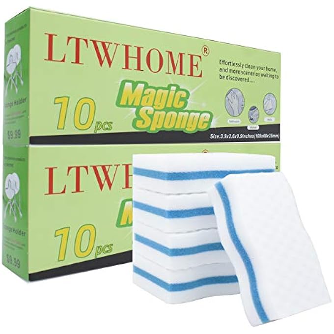 LTWHOME MAGIC SPONGE DIRT ERASER IN WAVE SHAPE, DURABLE, TEMPERATURE RESISTANT 100 X 60 X 25 MM (PACK OF 20) - Image 1